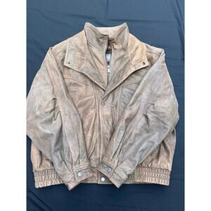 Vintage Wilson's Leather Bomber Distressed Brown XXL Zip Snap Lined Jacket